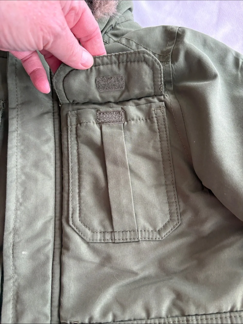 Carter's Olive Green Hooded Puffer Jacket with Faux Fur Trim size 5/6